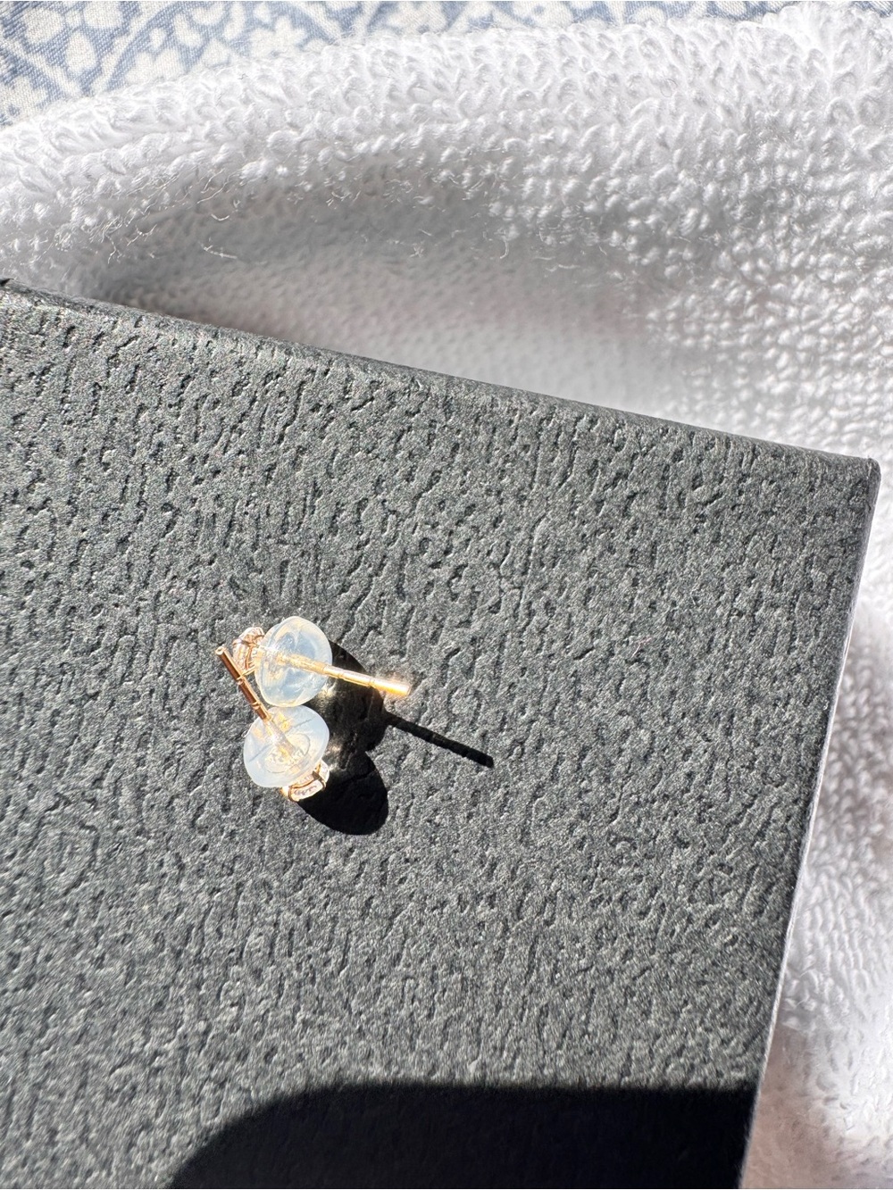 14K Gold Moissanite Stud Earrings - Classic White Gold Tone - Picture 5 of 7
